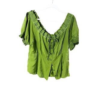 Caribbean Joe's Off the Shoulder Green Top with Shimmer PXL